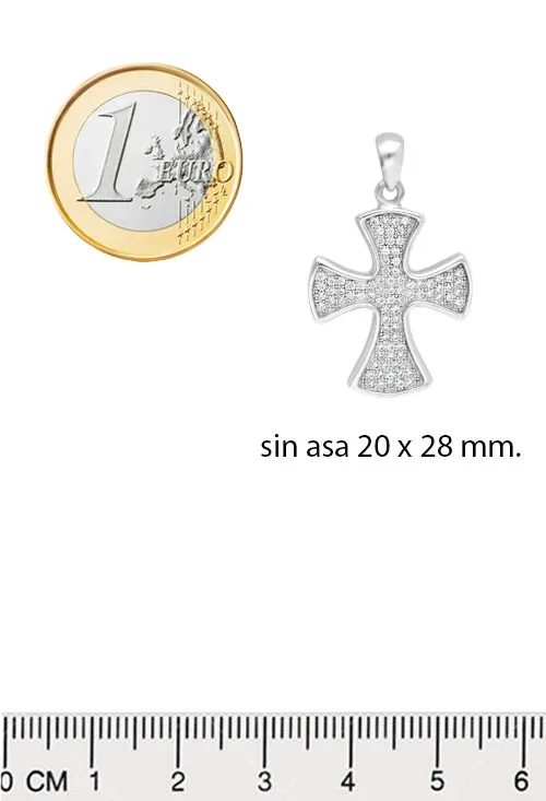 PRECIO OUTLET CRUZ PLATA CON CIRCONITAS PARA MUJER 042_A187C
