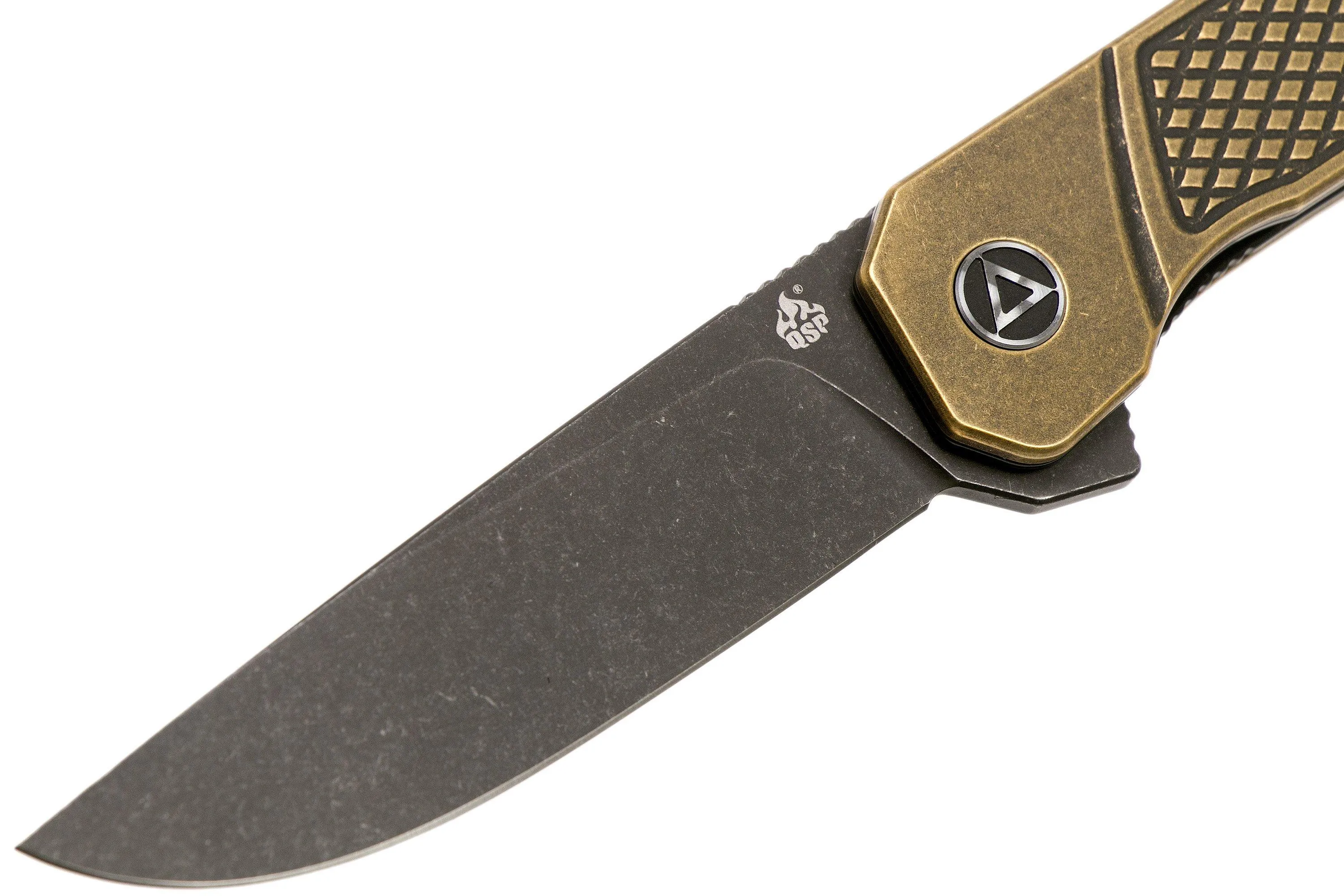 QSP KNIFE OSPREY QS139D2 TEXTURED BRASS, BLACKWASHED, NAVAJA