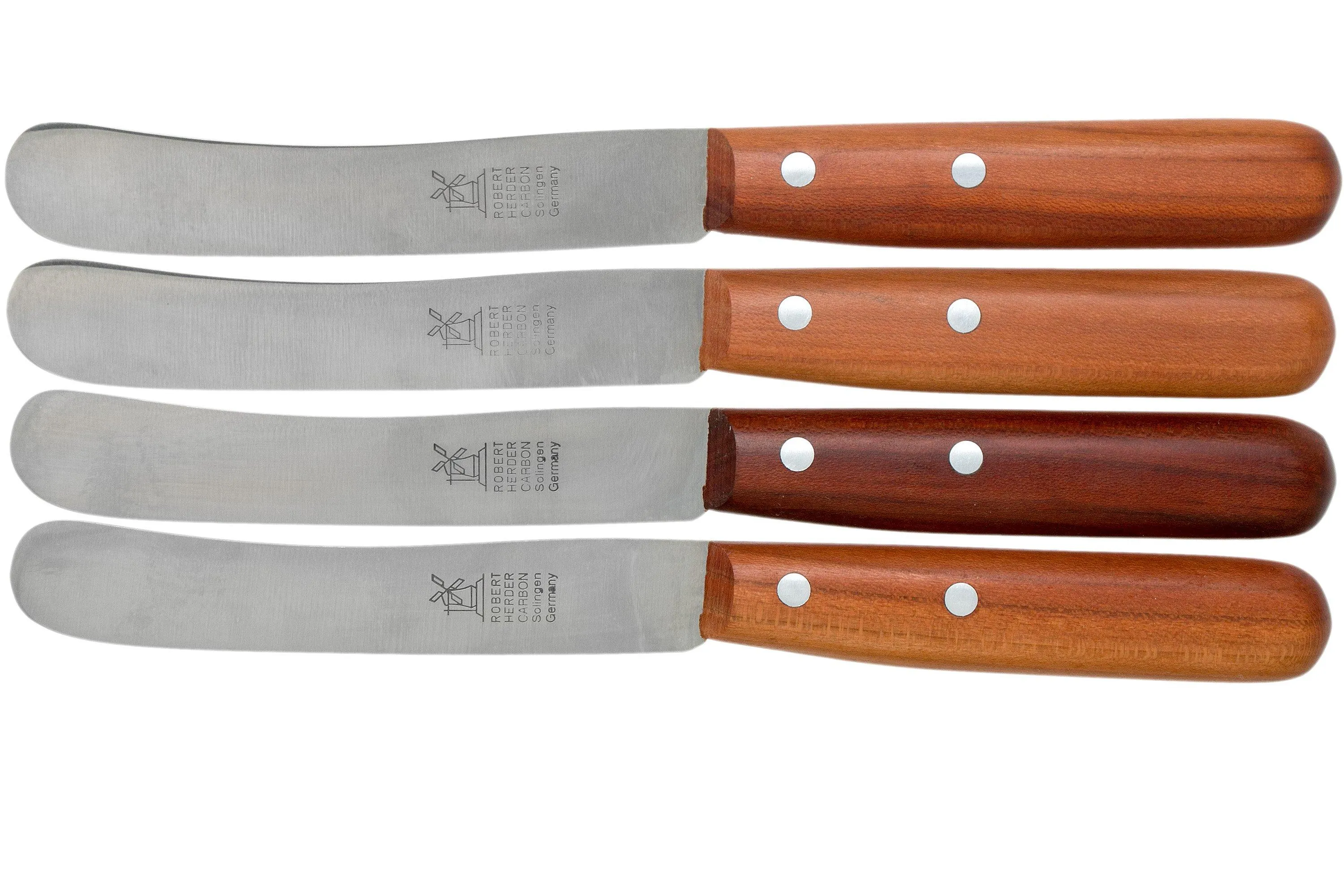 Robert Herder Buckels juego de 4 cuchillos de desayuno, madera de ciruelo, carbón