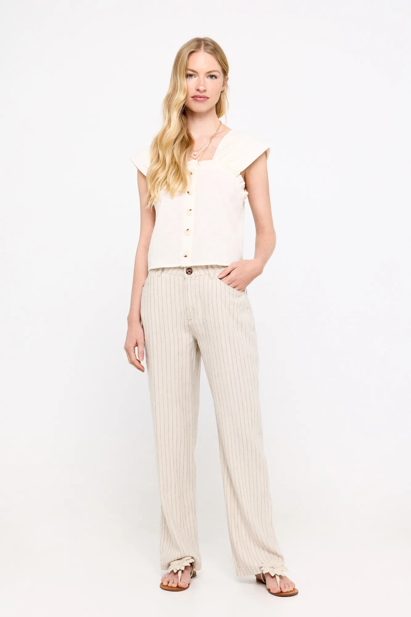Soft striped trousers