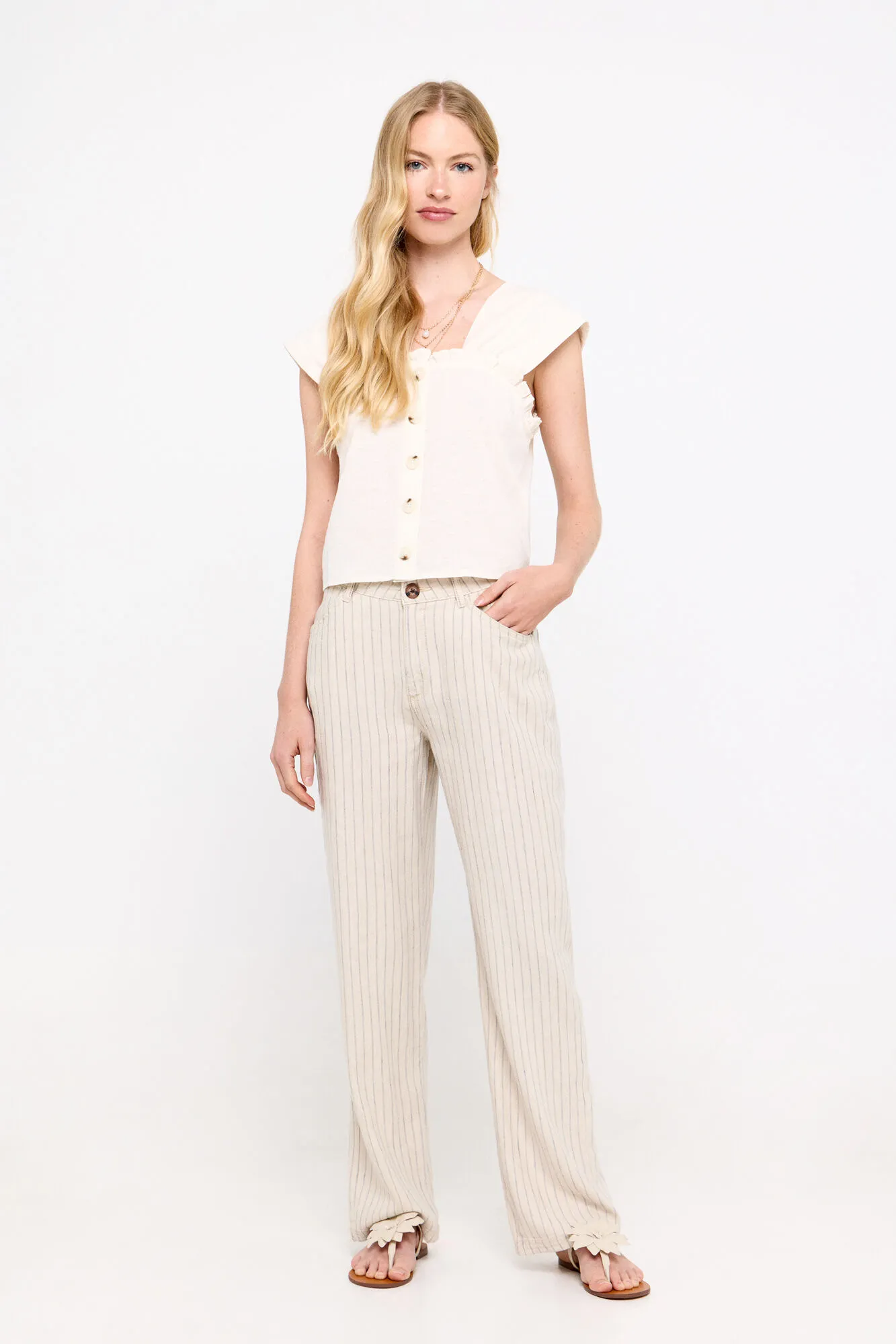 Soft striped trousers