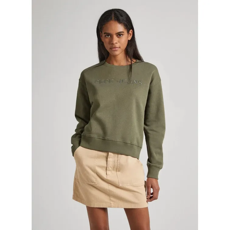 SUDADERA CUELLO REDONDO LOGO BORDADO MUJER PEPE JEANS