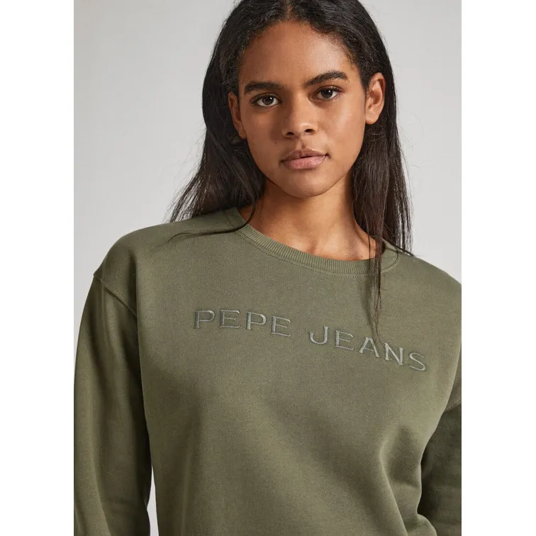 SUDADERA CUELLO REDONDO LOGO BORDADO MUJER PEPE JEANS