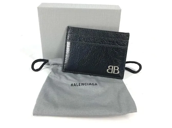 Tarjetero de cuero negro Balenciaga 