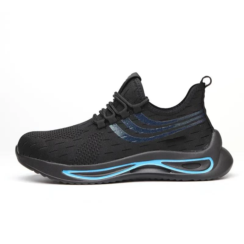 TM3083 Zapatos de seguridad deportivos negros antipinchazos a la moda con punta de acero para hombres de peso ligero