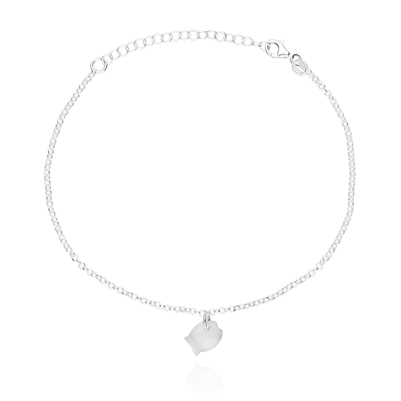 TOBILLERA "PEZ" PLATA DE PRIMERA LEY BLANCO