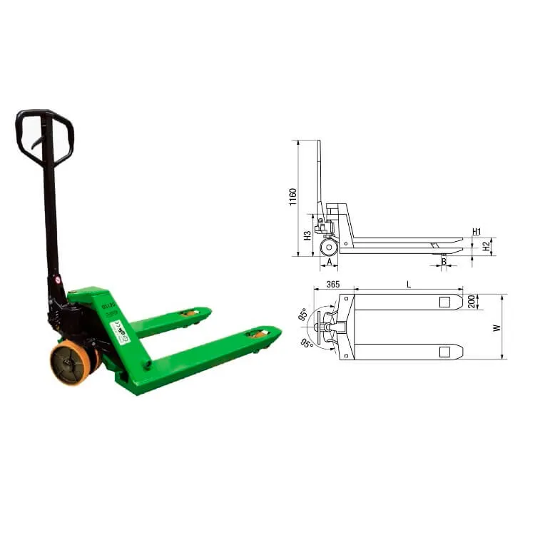 Transpaleta manual pala corta Imcoinsa 00X121A de 2500kg (Ruedas poliuretano)