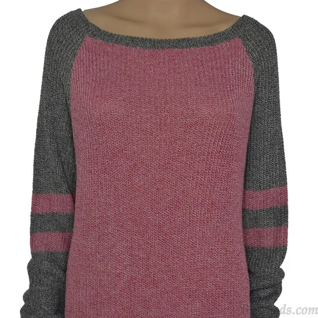 Unique Women's Long Sleeve Stitching Strapless Long Sweater