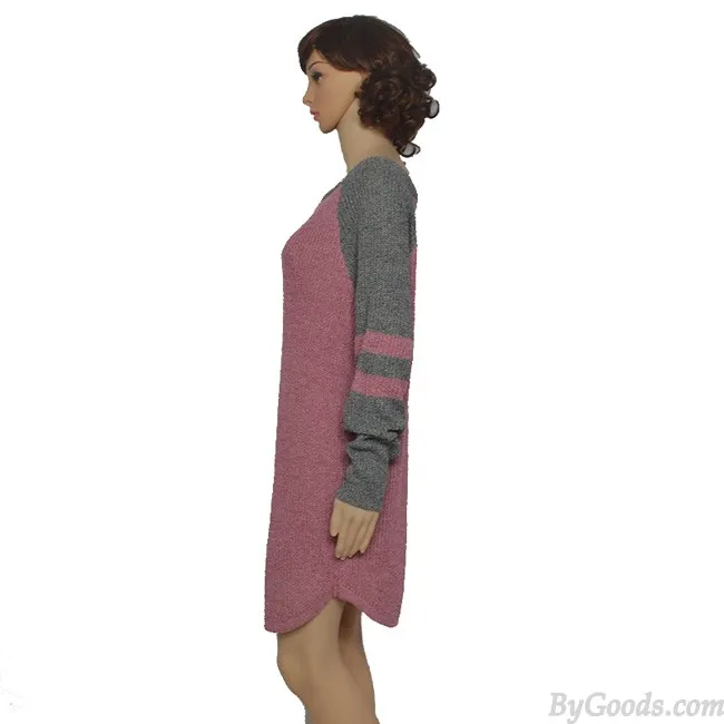 Unique Women's Long Sleeve Stitching Strapless Long Sweater