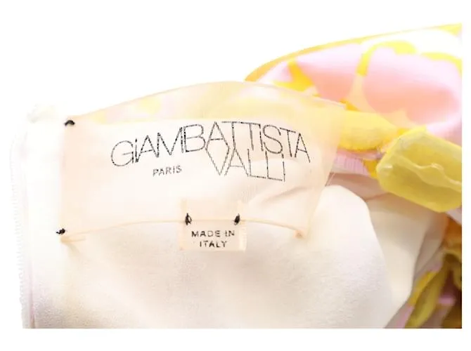 Vestido de algodón rosa con estampado floral adornado con cristales de Giambattista Valli 