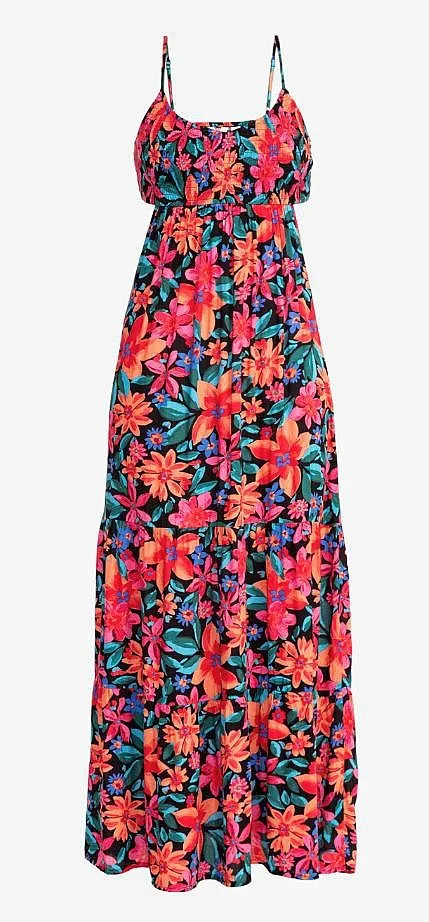 VESTIDO ROXY HOT TROPICS MAXI PRINTED  KVJ6/ANTHRACITE FLORAL FIESTA BIG  WOMEN´S
