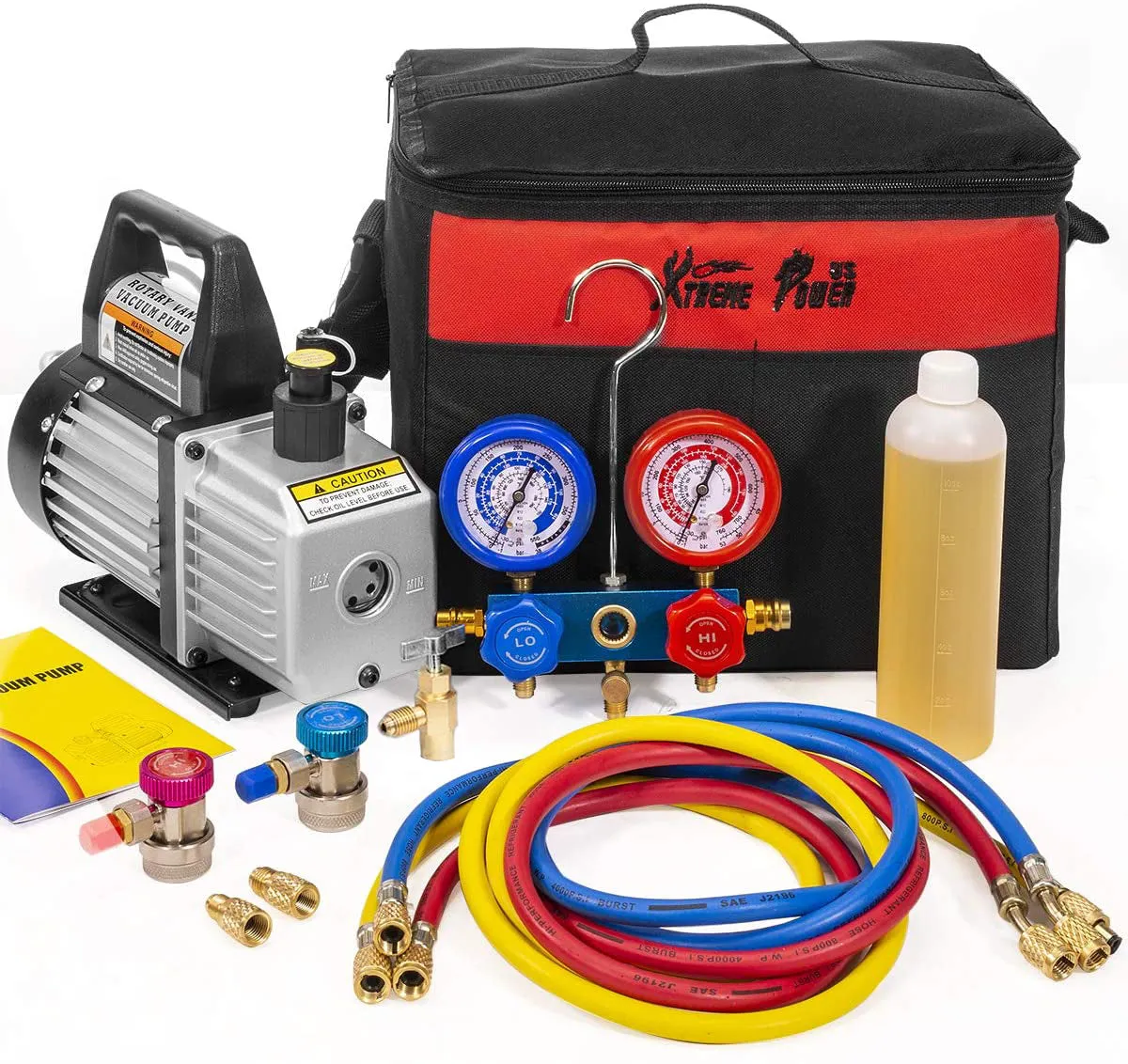 XtremepowerUS 71097 3CFM 1/4 HP Bomba de vacío HVAC Refrigeración AC Manifold Gauge